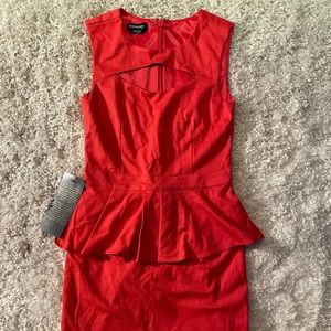 Bebe peek a boo peplum Dress